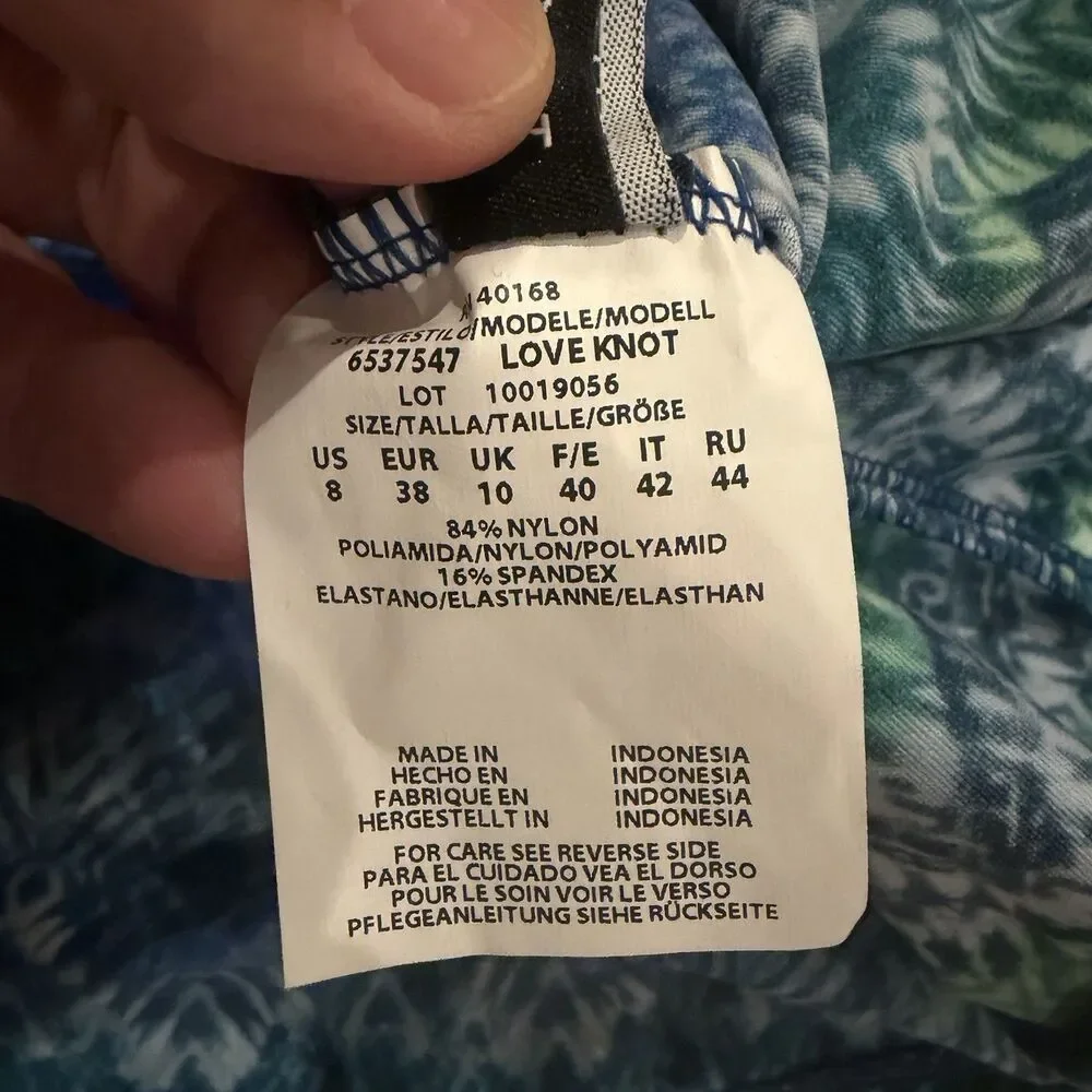 NWT Miraclesuit Tankini Top Ocean Ombre Love knot Women Size 8 blue Swimsuit
